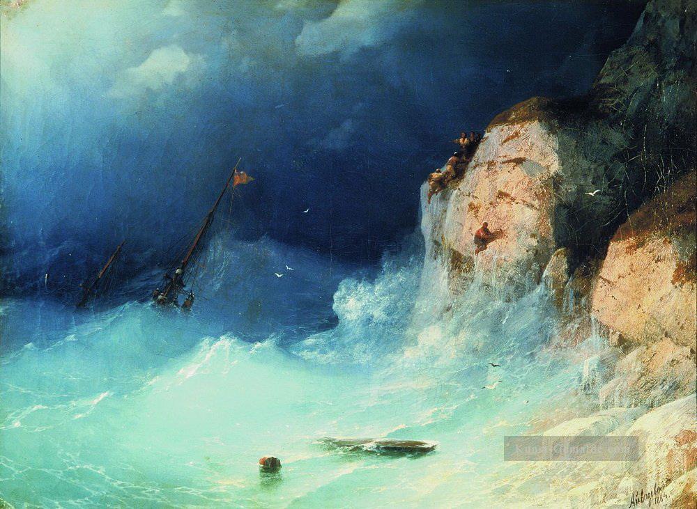 das gesunkene Schiff 1864 1 Verspielt Ivan Aiwasowski russisch Ölgemälde